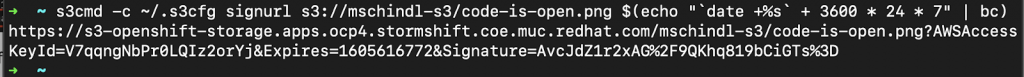 s3cmd to create a pre-signed url with an expire date.