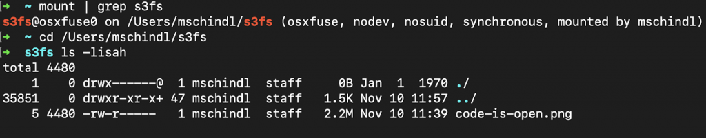 Check successfully mount of s3fs in macOS