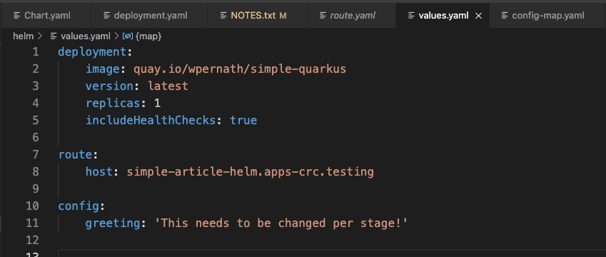 Image 6: The values.yaml file of the chart