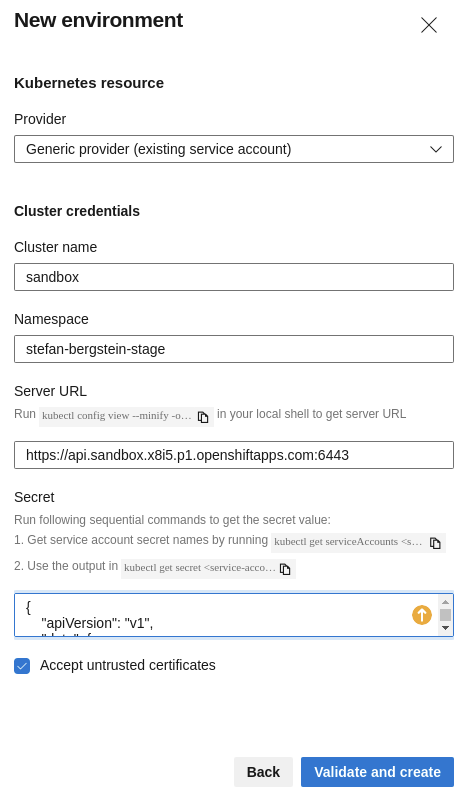 New generic Kubernetes environment for OpenShift