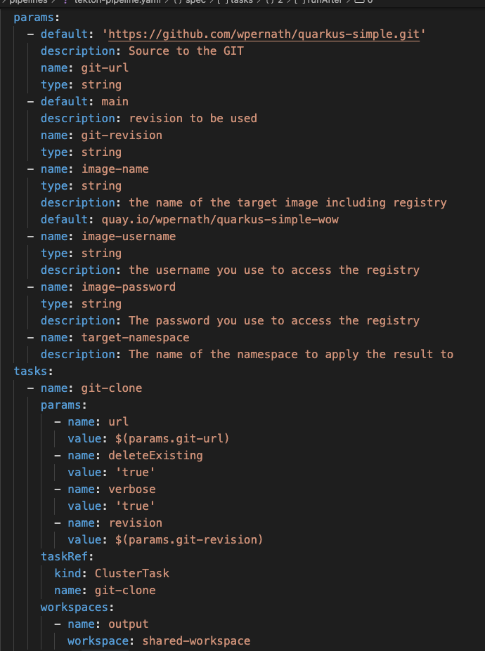 Image 7: The pipeline file as exported after using the GUI with top level parameters