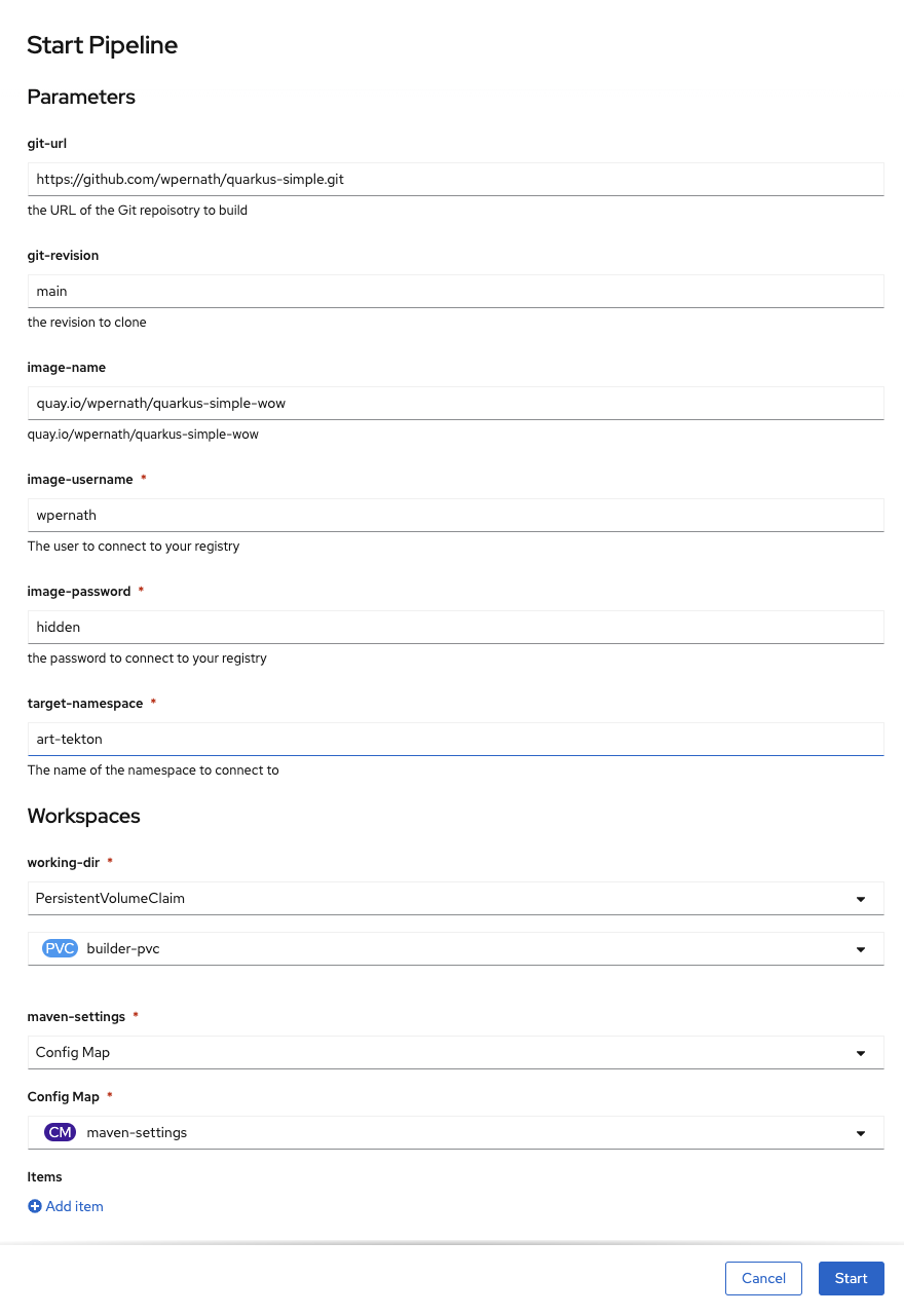 Image 8: Starting the pipeline with all parameters