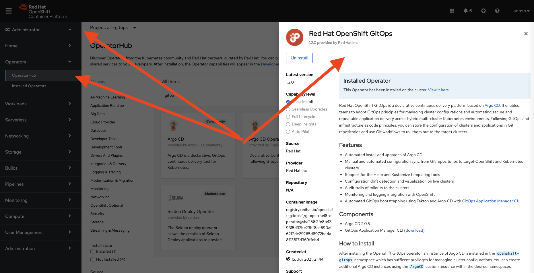 Image 2: Installing the OpenShift GitOps Operator