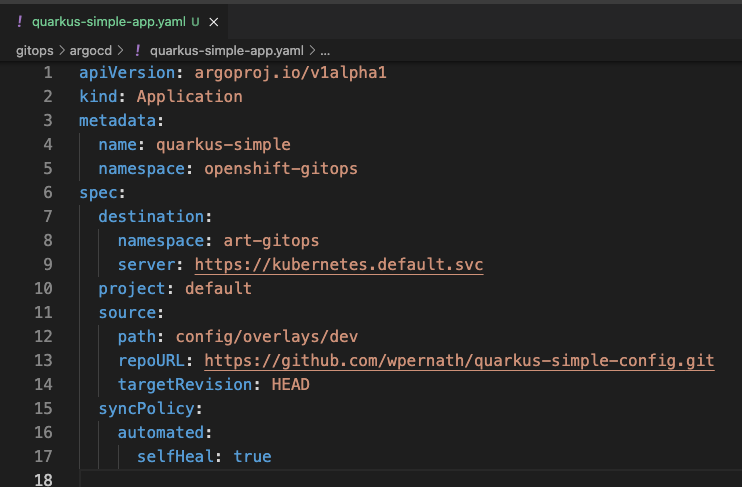Image 5: Exported and cleaned up YAML file of the application object
