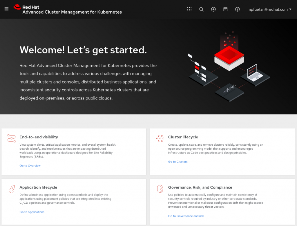 Startpage of RHACM