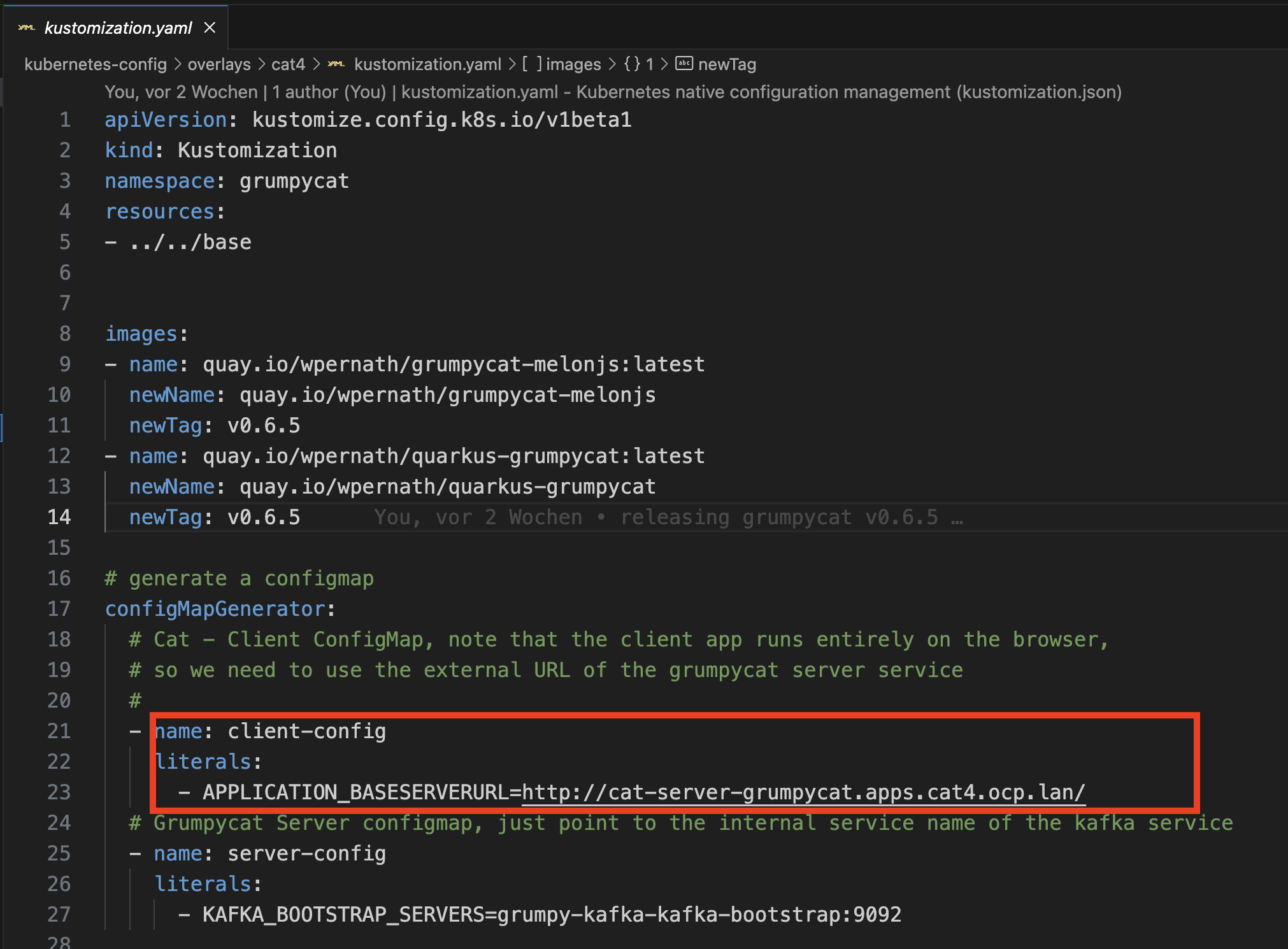 Figure #5: Change <your env> in kubernetes-config